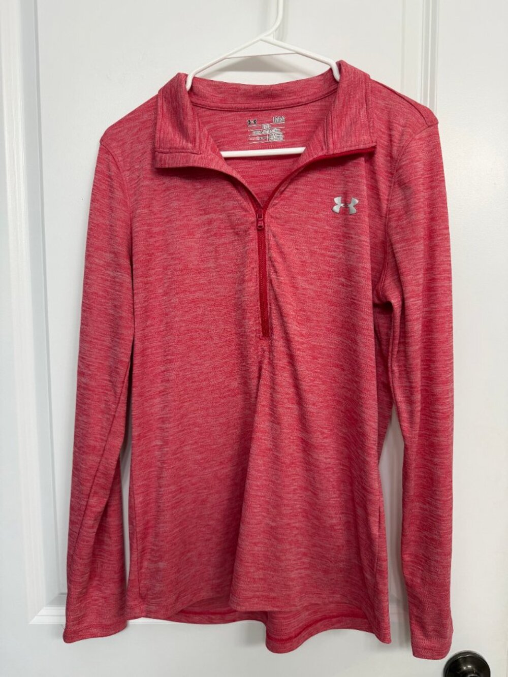 Under Armour Pink Heathered Half Zip Athletic Top L - Picture 3 of 6
